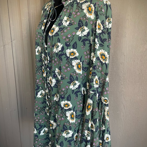 Free People Magic Mystery Tunic Dress Floral Bell Sleeve Boho Peasant sz S - Picture 2 of 16